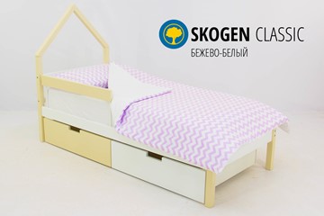 Кровать-домик детская мини Skogen бежево-белый в Омске