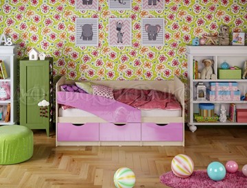 Детская кровать Бабочки 800*1600, Сиреневый глянец в Омске