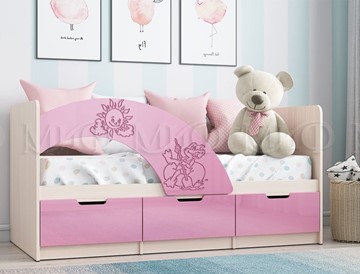 Детская кровать с ящиками Юниор-3, Розовый металлик в Омске