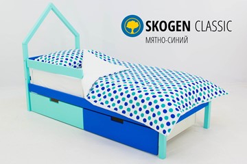 Детская кровать-домик мини Skogen мятно-синий в Омске