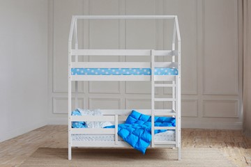 Двухъярусная кровать Домик, цвет белый в Омске