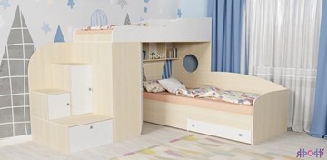 Детская кровать-шкаф Кадет-2, корпус Дуб, фасад Белое дерево в Омске