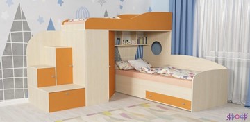 Детская кровать-шкаф Кадет-2, корпус Дуб, фасад Оранжевый в Омске