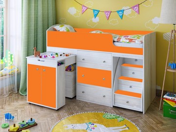 Детская кровать-шкаф Малыш 1600, корпус Винтерберг, фасад Оранжевый в Омске