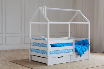 Детская кровать для мальчика Домик с ящиками, цвет белый в Омске