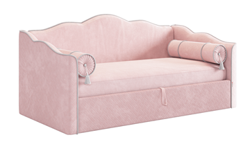 Кроватка с подъемным механизмом Лея (Софа) 90х200 (нежно-розовый (велюр)/галька (велюр)) в Омске