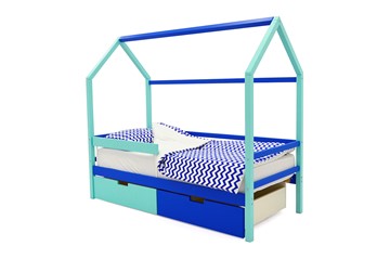 Кровать-домик в детскую Svogen синий-мятный в Омске