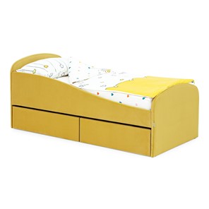 Мягкая кровать с ящиками Letmo 190х80 горчичный (велюр) в Омске