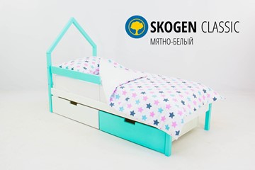 Детская кровать-домик мини Skogen белый-мятный в Омске