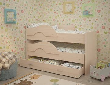 Детская 2-х ярусная кровать ТМК Радуга 1.6 с ящиком, цвет Млечный дуб в Омске