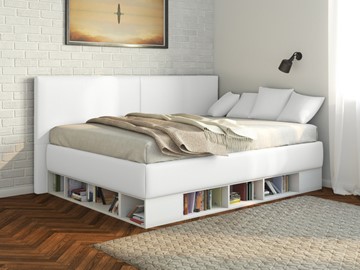 Подростковая кровать Орматек Lancaster 1, 120х200, ЛДСП белая, экокожа белая в Омске