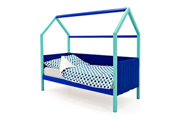 Кровать-домик в детскую Svogen, мятный-синий мягкая в Омске
