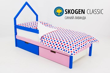 Кровать-домик детская мини Skogen синий-лаванда в Омске