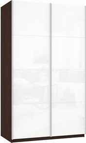 Шкаф 2-створчатый Прайм (Белое стекло/Белое стекло) 1200x570x2300, венге в Омске