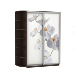 Шкаф 2-х створчатый Экспресс 1900x600x2200, со стеллажом, Орхидея белая/венге в Омске