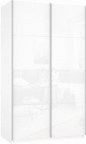 Шкаф 2-дверный Прайм (Белое стекло/Белое стекло) 1600x570x2300, белый снег в Омске
