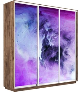 Шкаф 3-х створчатый Экспресс 2400х600х2200, Фиолетовый дым/дуб табачный в Омске