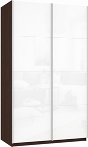 Шкаф Прайм (Белое стекло/Белое стекло) 1400x570x2300, венге в Омске