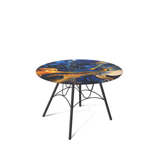 Круглый столик SHT-S100 / SHT-TT32 60 стекло/МДФ (синий сапфир/черный муар) в Омске