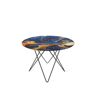 Круглый столик SHT-TU37 / SHT-TT32 60 стекло/МДФ (синий сапфир/черный муар) в Омске