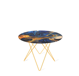 Круглый столик SHT-TU37 / SHT-TT32 60 стекло/МДФ (синий сапфир/золото) в Омске