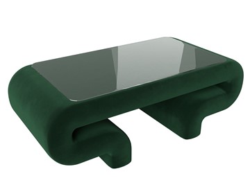 Столик стеклянный Волна, зеленый (велюр) в Омске