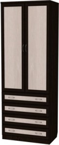 Шкаф 2-х дверный 103 со штангой, цвет Венге в Омске