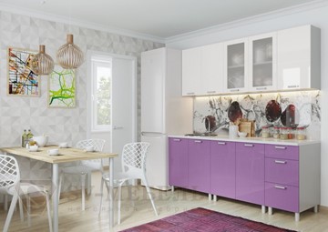 Кухонный гарнитур угловой Модерн, белый глянец/фиолетовый металлик в Омске