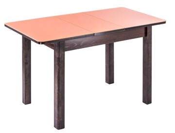 Кухонный стол раздвижной Айсберг-07 СТ1, венге ЛДСП/стекло оранжевое/42 прямые массив венге в Омске