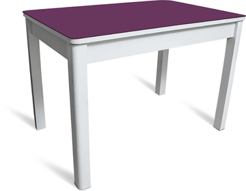 Обеденный стол Айсберг-05 СТ2, белое ЛДСП/фиолетовое стекло/40 массив белый в Омске