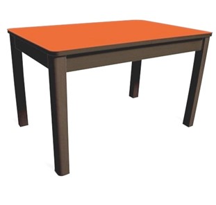 Кухонный стол Айсберг-04 СТ1, венге ЛДСП/стекло оранжевое/42 прямые массив венге в Омске