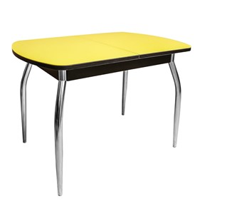 Кухонный стол раскладной ПГ-02 СТ2, венге/желтое стекло/35 хром гнутые металл в Омске