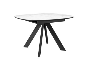 Керамический кухонный стол DikLine BK100 Керамика Белый мрамор/подстолье черное/опоры черные в Омске