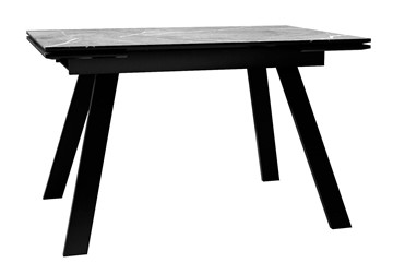 Стол обеденный раскладной DikLine DKL140 Керамика Серый мрамор/опоры черные (2 уп.) в Омске