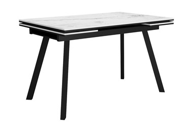 Стол обеденный раскладной DikLine SKA125 Керамика Белый мрамор/подстолье черное/опоры черные (2 уп.) в Омске