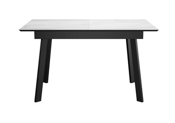 Раздвижной стол DikLine SKH125 Керамика Белый мрамор/подстолье черное/опоры черные (2 уп.) в Омске