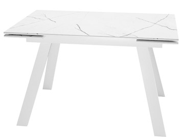 Стол обеденный раздвижной DikLine SKM140 Керамика Белый мрамор/подстолье белое/опоры белые (2 уп.) в Омске
