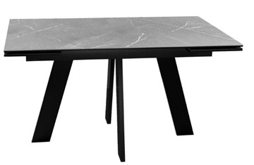 Стол кухонный раздвижной DikLine SKM140 Керамика серый мрамор/подстолье черное/опоры черные (2 уп.) в Омске