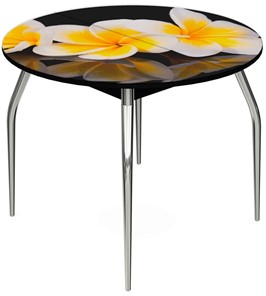 Раздвижной стол Ривьера - Круг, ноги метал. крашеные №24, ФП (Цветы №11) в Омске