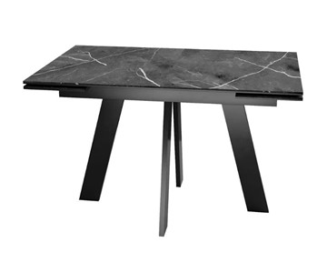 Кухонный раскладной стол SKM 120, керамика черный мрамор/подстолье черное/ножки черные в Омске