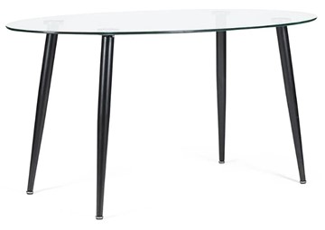 Стеклянный кухонный стол KASSEL (mod. DT333) металл/закаленное стекло (10 мм), 150х90х75см, черный в Омске