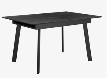 Стеклянный кухонный стол раздвижной  DikLine SFH125 стекло Оптивайт Черный мрамор/подстолье черное в Омске