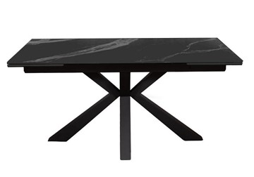 Керамический обеденный стол раздвижной DikLine SFE160 Керамика Черный мрамор/подстолье черное/опоры черные (2 уп.) в Омске