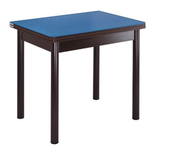 Стол со стеклянной столешницей СПА-01 СТ2, венге ЛДСП/стекло синие/38 прямые трубки крашеные коричневый в Омске