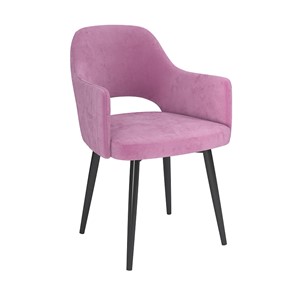 Кухонный стул Берта, велюр тенерифе розовый/Цвет металл черный в Омске