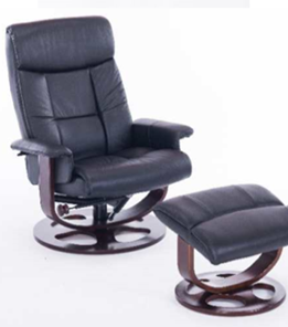 Кресло офисное ДамОфис J6011 для релаксации нат. кожа / дерево, черный в Омске