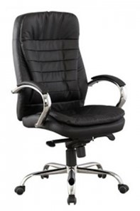 Кресло офисное J 9031-1 нат. кожа /хром, черный в Омске
