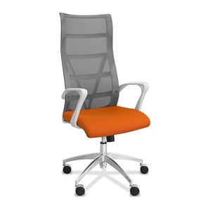 Офисное кресло Топ X белый каркас, сетка/ткань TW / серая/оранжевая в Омске