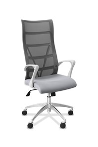 Кресло для руководителя Топ X белый каркас, сетка/ткань TW / серая/ серая в Омске