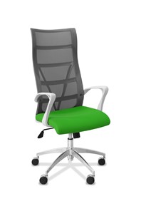 Офисное кресло Топ X белый каркас, сетка/ткань TW / серая/салатовая в Омске